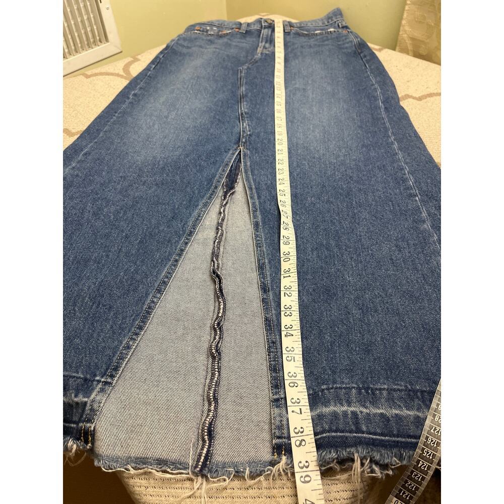 Gap denim maxi front slit raw hem skirt, Medium indigo, size 4, Y2K, Boho - Picture 10 of 15